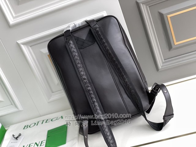 Bottega veneta高端男包 98049 寶緹嘉原廠進口牛皮男士後背包 BV經典款黑色雙肩包  gxz1363